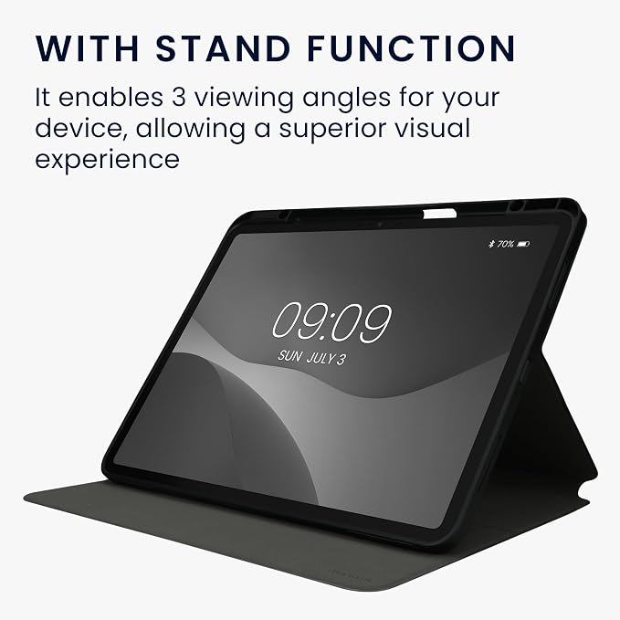 kwmobile Case Compatible with Apple iPad Pro 13 (2024) - Case PU Leather and Canvas Cover with Stand Feature - Anthracite/Black