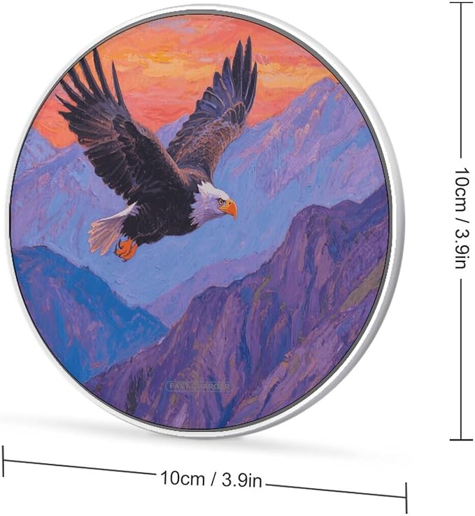 Eagle Mountain Pattern Wireless Charger with Aluminum Alloy Frame Qi Certified Fast Wireless Charging Pad 10W Charging Station Portable Phone Charger for All Wireless Charging Phone