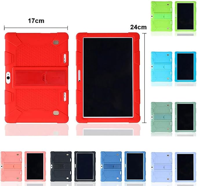 Universal Silicone Tablet Case - 10.1 Inch Cover Shockproof Protective Cover with Stand Soft Slim &amp Non-Slip Grip Kids Android Tablet Suitable for BBK R30/R10/H9/K10plus (24x17cm) (Bean Green)