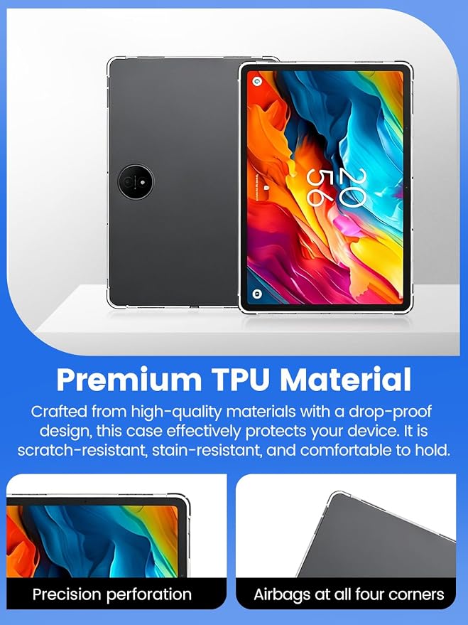 Transparent TPU Case for TCL NXTPAPER 14 14.3-Inch Tablet Soft Flexible Shockproof Cover with Airbag Protection Anti-Scratch(Transparent)