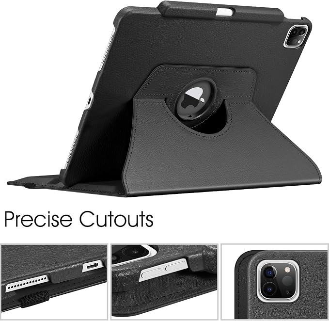 Fintie Rotating Case for iPad Pro 12.9-inch 6th/5th/4th/3rd Generation | 360° Swivel Stand Landscape &amp Portrait Viewing Shockproof Protective Cover Pencil Holder Auto Sleep/Wake Black