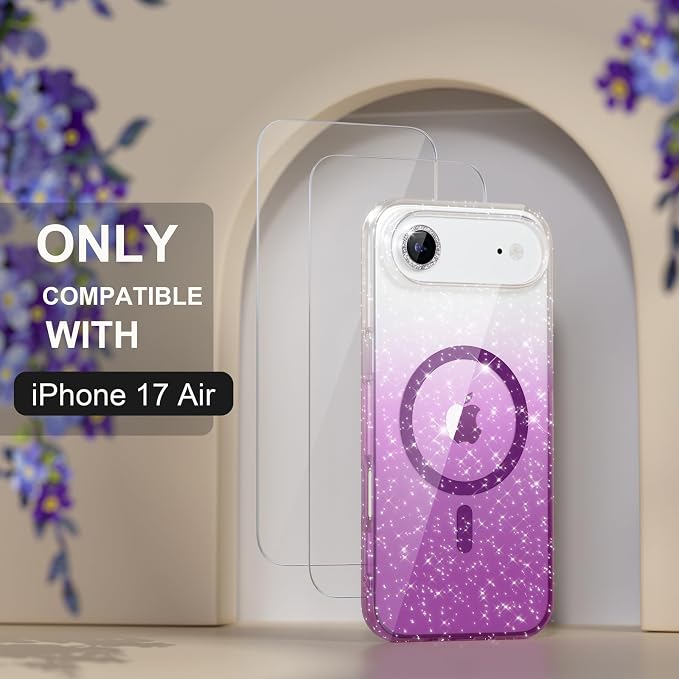 Choiche for iPhone 15 Pro Max Case Compatible with MagSafe Glitter Black | Women Girly Cute Glitter Sparkly Magnetic Phone Case with Diamond Camera Lens Protectors Military-Grade Drop Protection 6.7