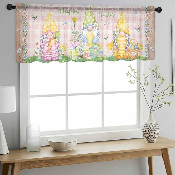 Happy Easter Sheer Valances for Windows 54"x18", Light Filtering Kitchen