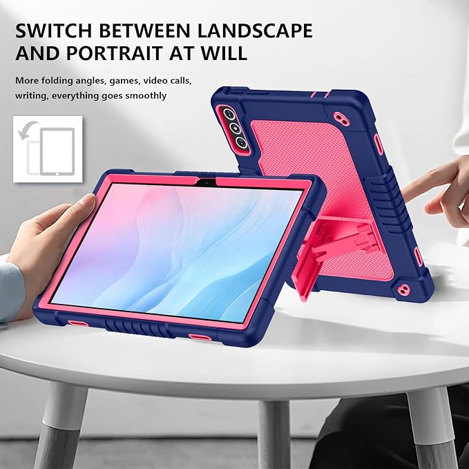 Case for KADYBE D106 Tabletfor MEIZE D106 Tablet CaseShockproof Hybrid Case with Shoulder Strap for VOZIZOV D106 Android 14/KADYBE D106/MEIZE D106/FEONAL 10.1 inch 2024 Tablet (Black)
