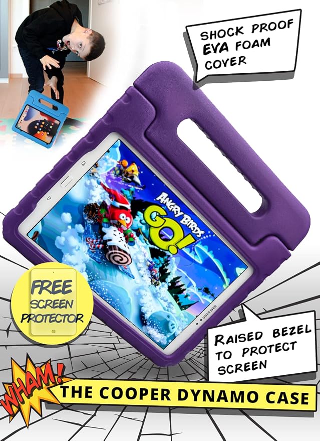 Cooper Dynamo [Rugged Kids Case] Protective Case for Samsung Tab A 10.1 (2016) T580 T585 only | Child Proof Cover with Stand Handle Screen Protector (Blue) NOT FIT with P580 P585 and 2019 Released