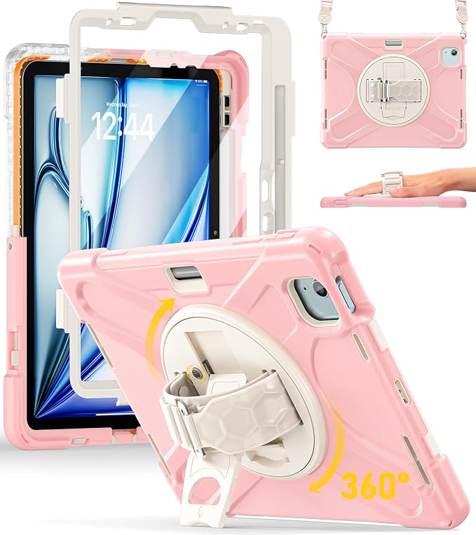 BRAECN Case for iPad Air 11 inch 2026(M4) 2025(M3) 2024(M2)iPad Pro 11 inch(4th/3rd/2nd/1st)&amp Air 10.9(5th/4th) Protective with Pencil Holder Screen Protector 360°Rotating Stand Handle Full Body