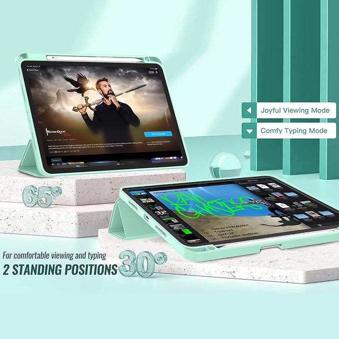 New iPad Pro 11 Inch Case 2022(4th Gen)/2021(3rd Gen)/2020(2nd Gen) with Pencil HolderSmart iPad Case [Support Touch ID and Auto Wake/Sleep] with Auto 2nd Gen Pencil Charging (Deep Pink)