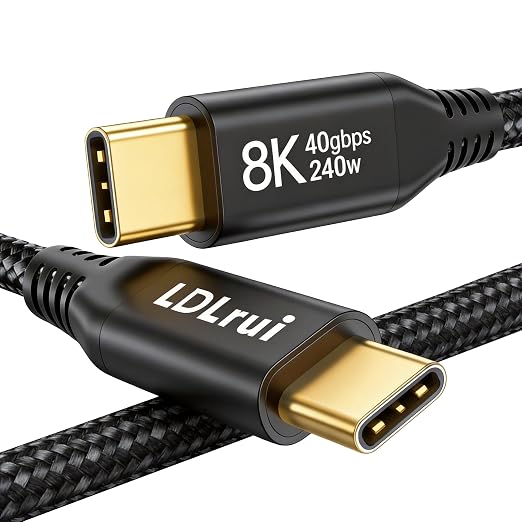 1.5FT Short 40Gbps USB C Data Transfer Cable [High-Speed Secure Stable] USB 4 Cable 8K USB C Video Cord 240W PD Fast Charging for MacBook Pro Lenovo HP Dell SanDisk Samsung T9 SSD