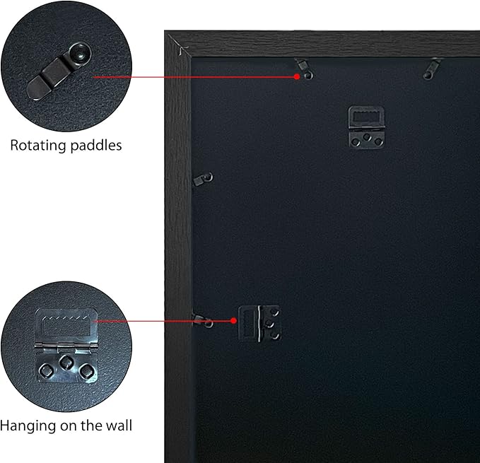 VCK 20x30 Poster Frame - Black, Textured Wood Picture Frames with Polished Plexiglass, Wall Gallery Display