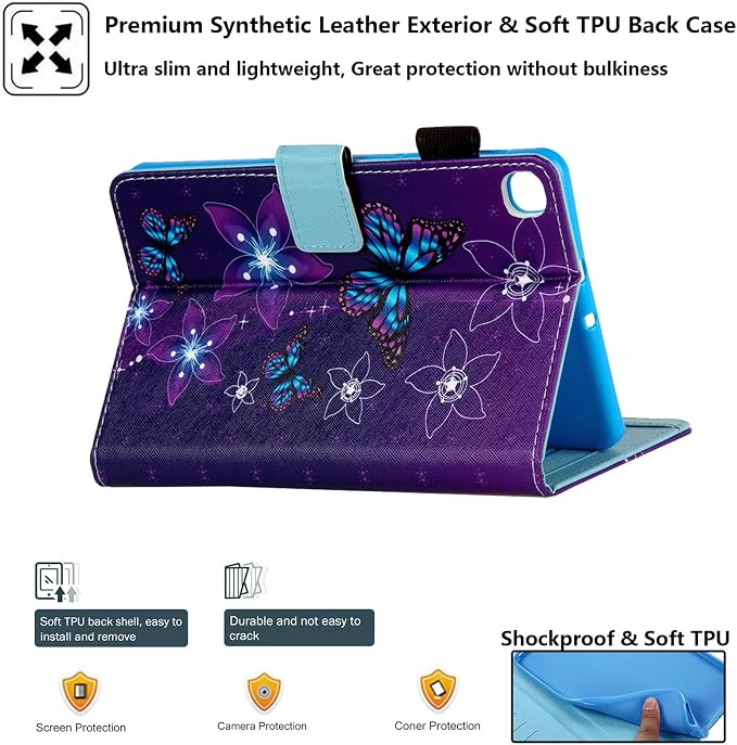 for Galaxy Tab A 8.4 Case 2020 Model (SM-T307/T307U) with Pencil Holder Pockets Multi-Angle Viewing Folio Stand PU Leather Shockproof TPU Cover for Samsung Tab A 8.4 T307 Black Rose Flower