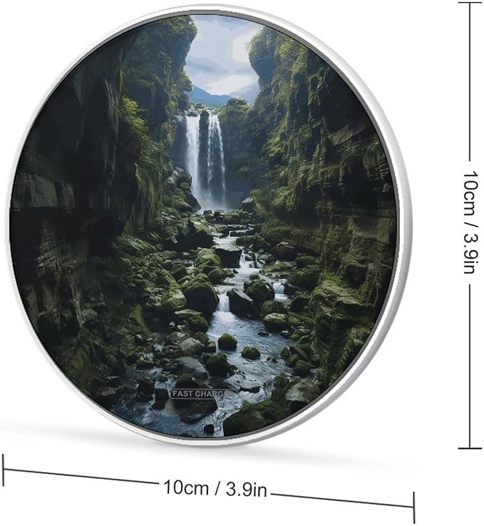 Waterfall Cliff Wireless Charger 10W Fast Charging Pad Anti-Slip Qi Certified Wireless Charging Pad Charging Station Portable Phone Charger for All Wireless Charging Smartphone