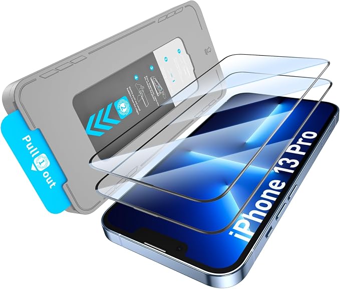 KUZOOM 2Pack Privacy 9H+ Tempered Glass Screen Protector for iPhone 13 | 9H+ Tempered Glass 100% Fingerprint Unlock Automatic Dust Removal Anti-Scratch Protection
