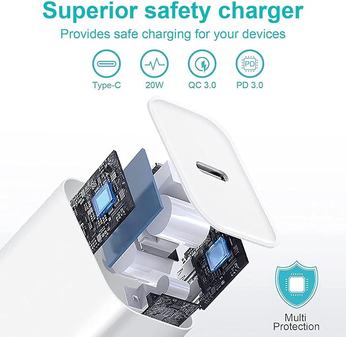 Fast Charger for iPhone 17 16【Apple MFi Certified】 20W Type C Wall Charger | Block with 10Foot USB C to C Woven Braided Cable for iPhone 17/17 Air/17 Pro Max/17 Pro/16/16 Pro Max/16 Plus/15/iPad/Airp