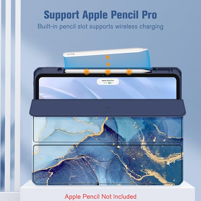 Fintie Slim Clear Case for iPad Pro 13-inch (M5) 2025 / (M4) 2024 | Slim Hybrid Shockproof Hard PC Back Cover Pencil Holder Viewing &amp Typing Angles Auto Sleep/Wake Black