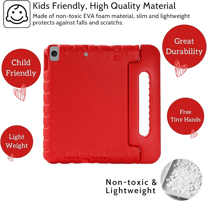 Dteck Kids Case for iPad 10.2 - Shockproof Rugged EVA Handle Stand Child Proof Case for iPad 9/8/7 Generation Black