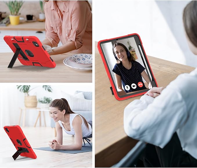 Tablet case for iPad Pro 11 Inch 2024 (5th Gen)Hard PC Soft Silicone Protective Kickstand tab Case for iPad Pro 2024 11 (Model: A3006/A2836/A2837) Pencil Holder Kickstand Cover Black