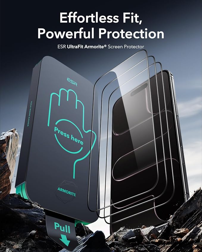 ESR 3 Pack for iPhone 14 Plus/13 Pro Max Screen Protector Armorite | 7X Impact Absorption 9H+ Tempered Glass Easy One-Pull Installation Full-Coverage Protection UltraFit Tray Bubble-Free