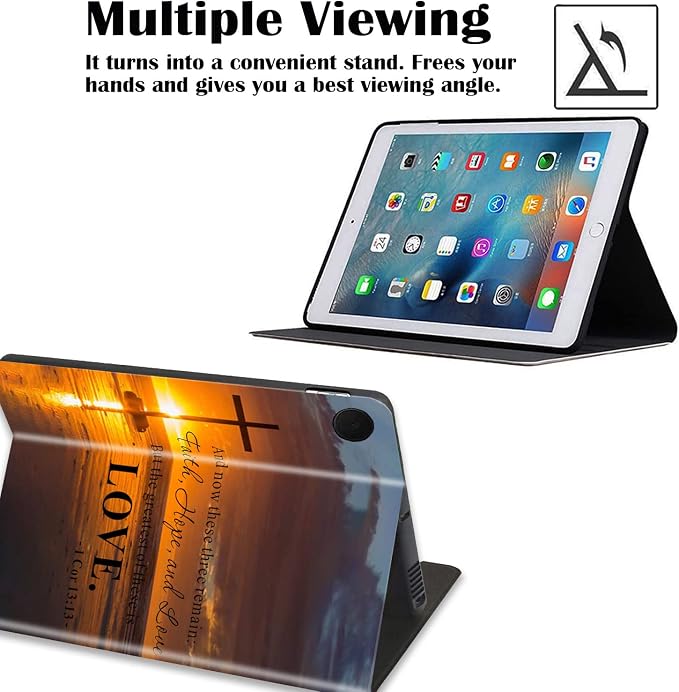 for Samsung Galaxy Tab A8 10.5 2022 Case and Coaster Set Adjustable Stand with Auto Sleep/Wake Shockproof Cover for Samsung Galaxy A8 10.5 Tablet SM-X200/X205/X207 Bible Verse Quotes Psalm 46:10