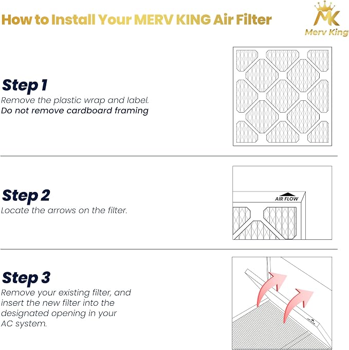 MervKing 20x20x2 Air Filter Actual Size: 19.7" x 19.7" x 1.75" MERV 8 MPR