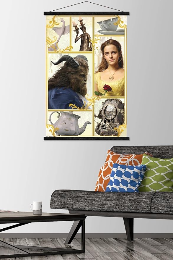 Trends International Disney Beauty And The Beast - Group Wall Poster, 22.375" x 34", Premium Print and Black Hanger Bundle