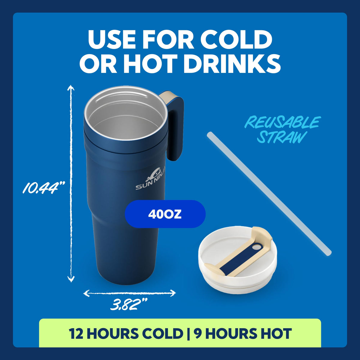 SUN NINJA - 40oz Tumbler - Navy Blue