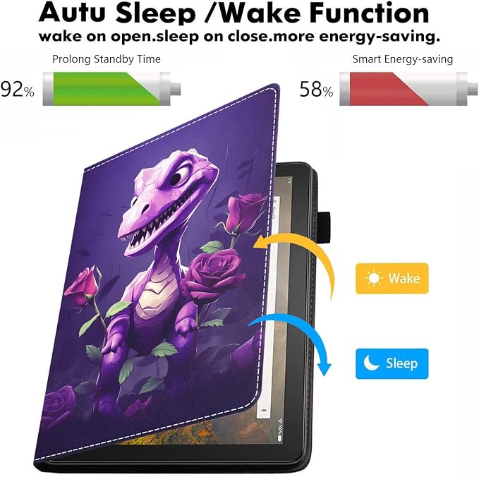 Case for Amazon Kindle Fire HD 10 Tablet 10.1 (9th/7th Generation 2019/2017 Release) - PU Leather Folio Case with Smart Auto Wake/Sleep African American Girl