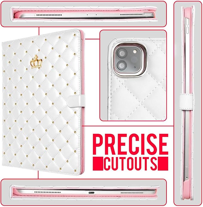 for iPad (A16) 11th Gen 11 Inch 2025/iPad 10th Generation 10.9 2022 Case with Pencil HolderCute Crown Diamond Elegant PU Leather Auto Sleep/Wake Stand Protective Case for iPad 10/11thBlack