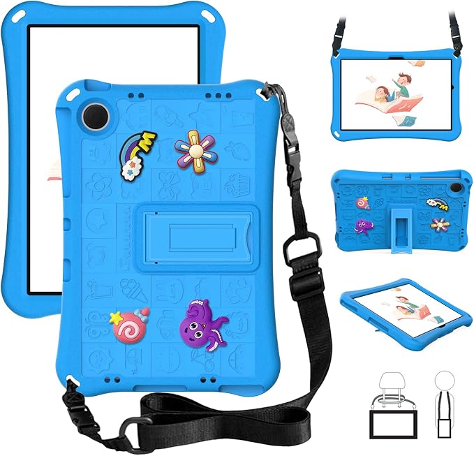 Case for iPad 10.2 Inch 2021/2020/2019/ iPad Pro 10.5 Inch/Air 3rd Gen (2019) Shoulder Strap Kickstand Children Friendly Anti-Scratch Shockproof Case Lightpurple