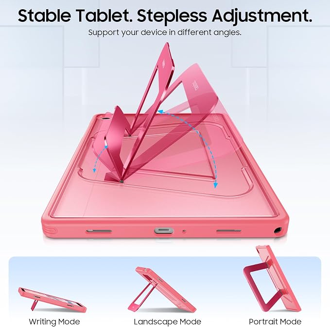 Fintie Multi-Angle Kickstand Case for Samsung Tab A11+/A9+ 11 in Black | Dual-Axis Aluminum Stand PC &amp TPU Protection Slim Frosted Hard Cover with Anti-Scratch Surface Stable Viewing Angles