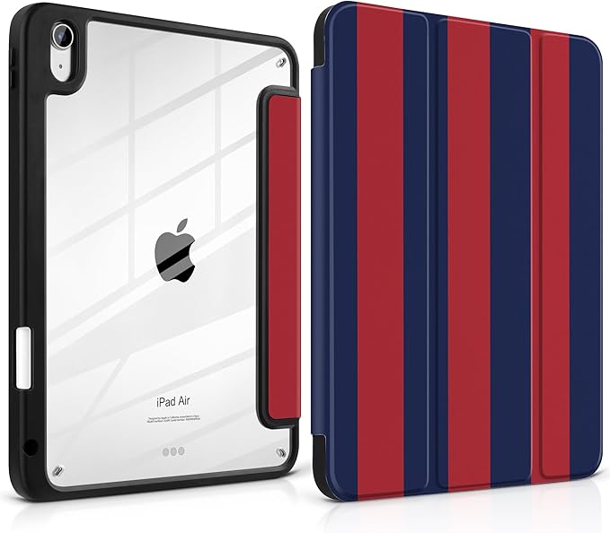 Case for iPad (A16) 11th Generation 11 inch 2025 /iPad 10th Gen 10.9 2022 - Aesthetic Cute Preppy Design Trifold Cover with Soft TPU Bumper Clear Back Auto Sleep/Wake Waves