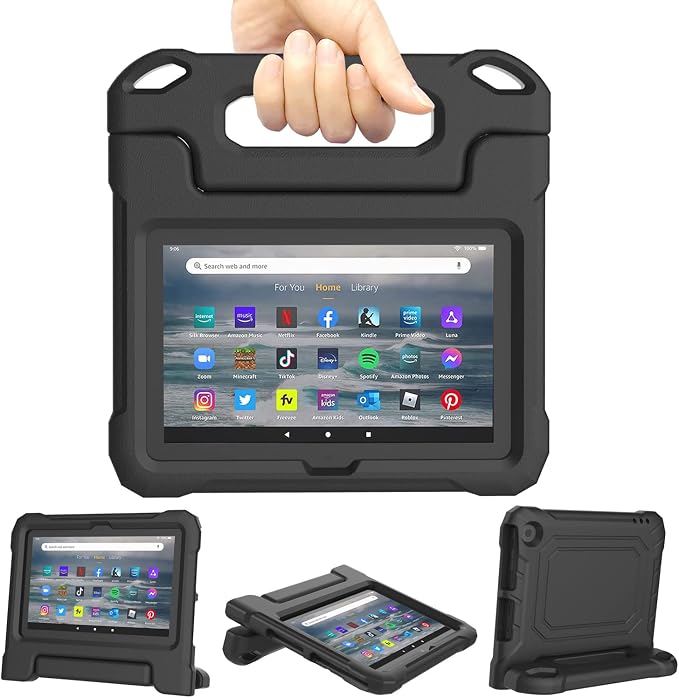 Kids Case for Amazon Fire 7 Tablet Case (12th Generation 2022)Blue | Lainergie Lightweight Easy to Carry Shockproof Kids Friendly Durable Hight Quality EVA Material Cover with Handle Stand
