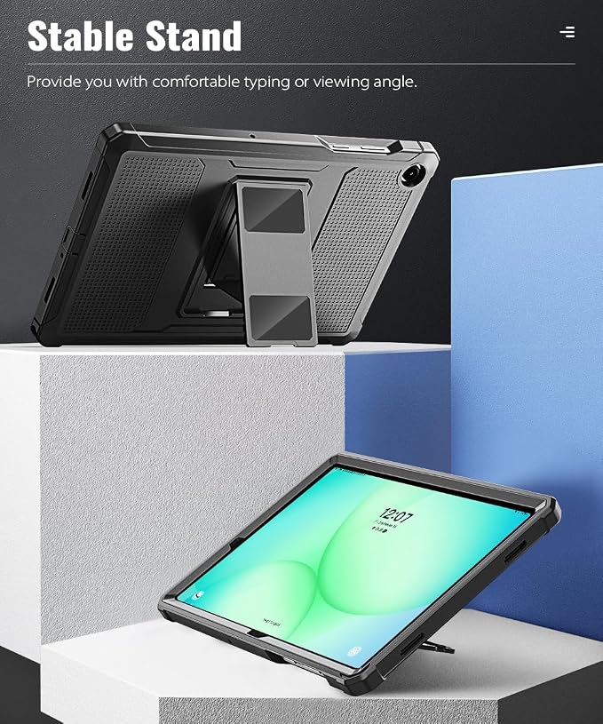 MoKo Shockproof Case Fit Samsung Galaxy Tab A11+ Plus/ A9+ 11 Inch | Full Body Rugged Stand Back Cover with Built-in Screen Protector for Galaxy Tab A11+/ A9+ Tablet Light Gray
