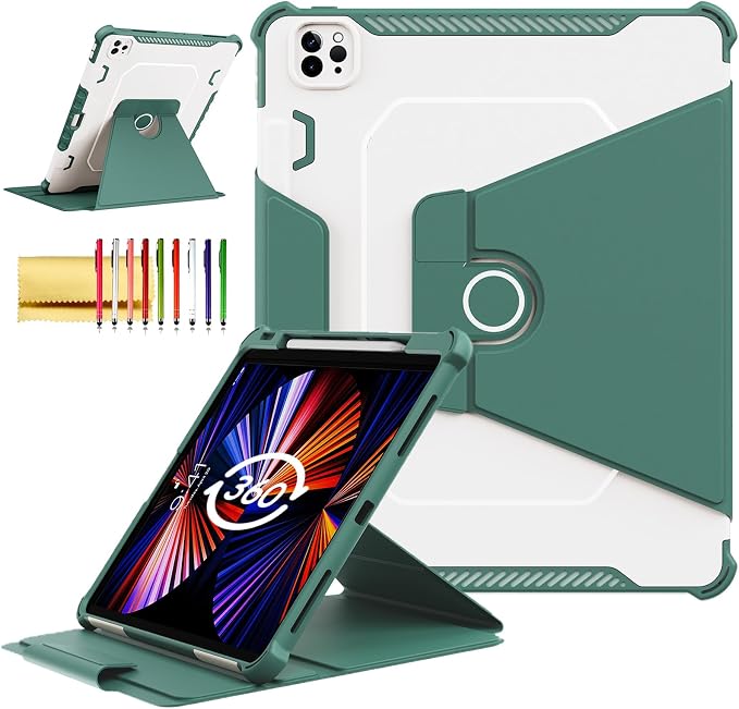 Kids Case for iPad Pro 11 M5/M4 &amp iPad Air 11 (2026/2025/2024) Shockproof Case with Pencil Holder Techcircle Light EVA Foam Handle Stand Bumper Protective Child Friendly Drop Proof Cover Black
