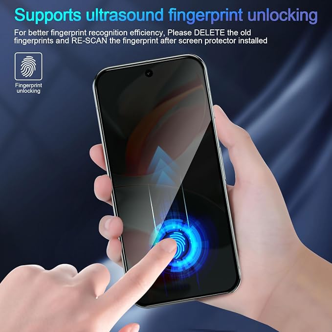 2 Pack Privacy Screen Protector for Google Pixel 9 Pro XL | [Anti-Spy Tempered Glass][Fingerprint Unlock Support][Auto Dust Remove]Bubble-FreeAnti-ScratchProtective Tempered Glass