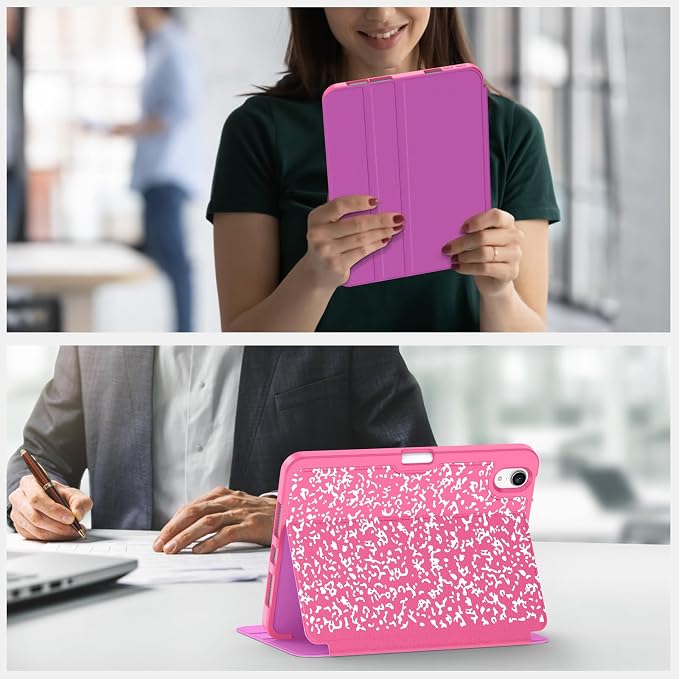 Case for iPad mini 7 (A17 Pro) 2024/Mini 6 2021 8.3-Book Black | Slim Lightweight Folio Stand Case Auto Wake/Sleep Soft TPU Back Cover with Pencil Holder for iPad mini 7th/6th Generation