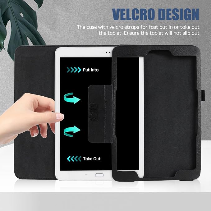 Slim Leather Case for Samsung Galaxy Tab A8 10.5 Inch 2022 (SM-X200 X205 X207) Multi-Angle Stand Full-Protective Tablet Cover Book Case with Stylus PenScreen Film (Black)