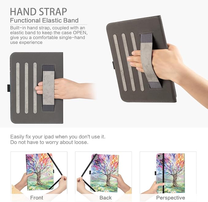 for iPad Air 13 inch Case (M4/M3/M2) iPad Pro 12.9 inch Case Hummingbird | Premium Leather Business Folio Case with Pencil Holder Multi-Angle View Adjustable Stand Pocket/Hand Strap/Auto Wake Sleep