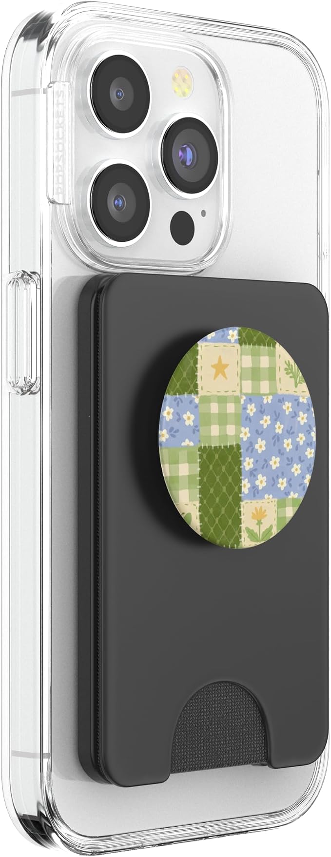 Green Blue Patchwork Floral Pattern PopSockets Adhesive PopGrip