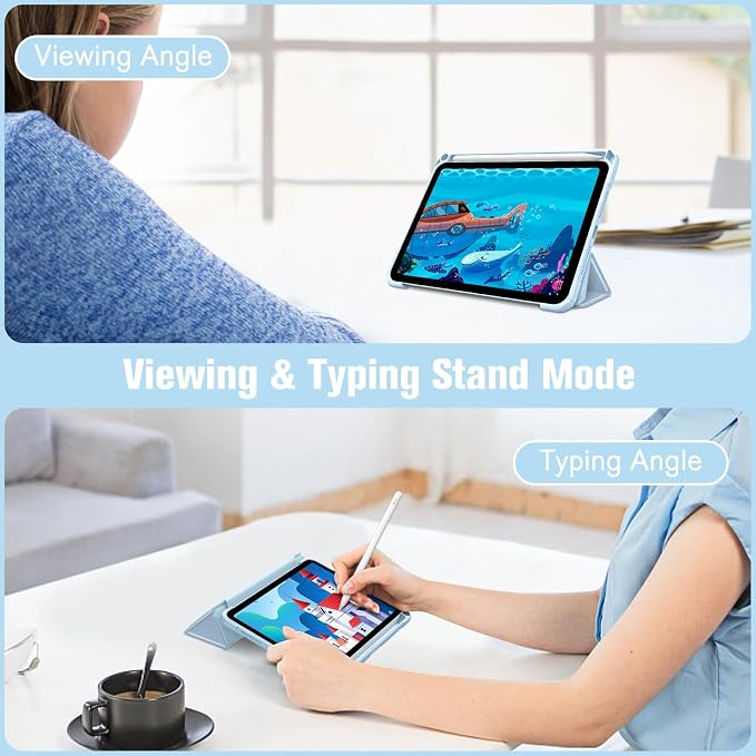 Fintie Clear Case for iPad mini 7th Generation (A17 Pro) / mini 6 8.3 | Slim Hybrid Shockproof Hard PC Back Cover Pencil Holder Viewing &amp Typing Angles Auto Sleep/Wake Black