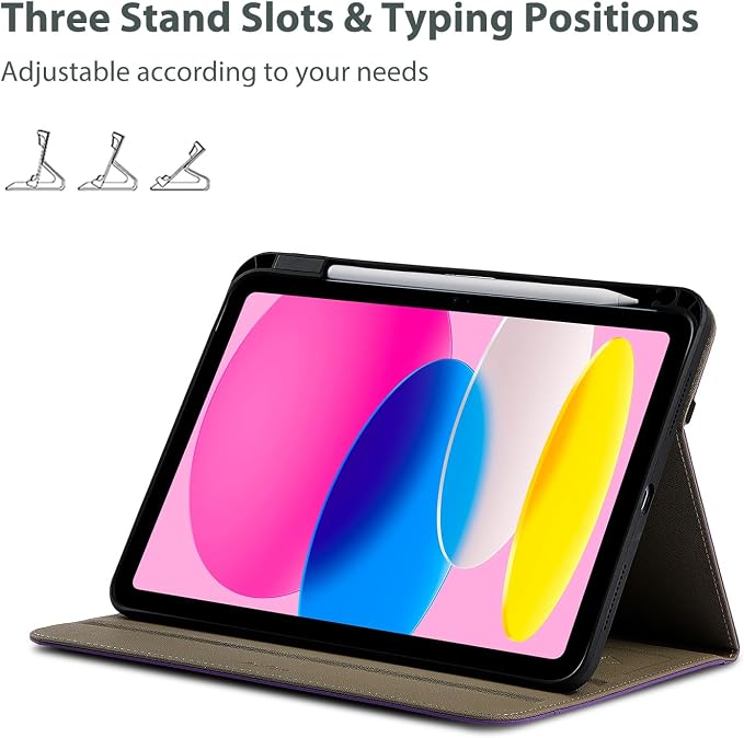 ProCase for iPad A16 11th Generation 11” 2025/iPad 10th Generation 10.9” 2022 with Pencil Holder iPad 11/10 PU Leather Case Business Stand Cover Smart Folio with Hand Strap Front Pocket -Berrypurple