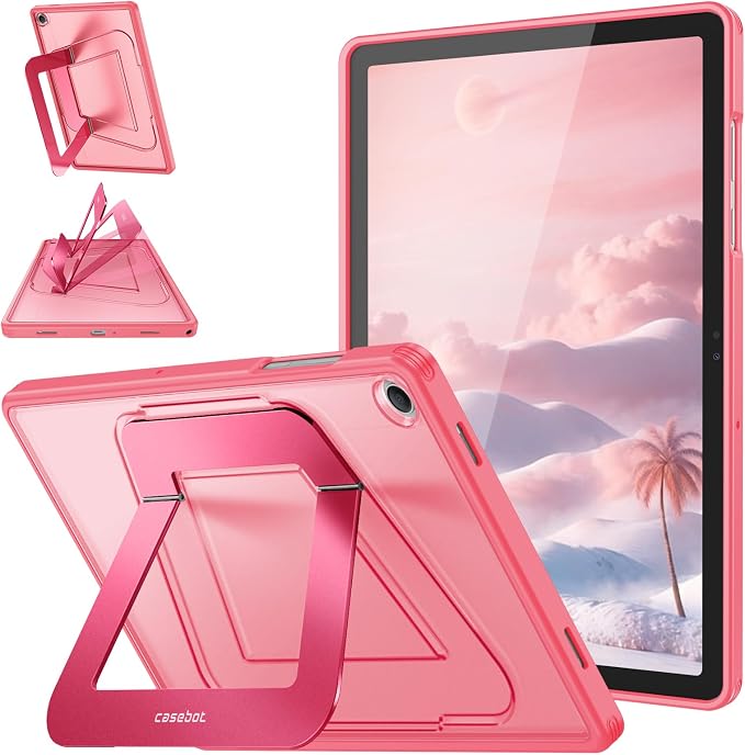 Fintie Multi-Angle Kickstand Case for Samsung Tab A11+/A9+ 11 in Black | Dual-Axis Aluminum Stand PC &amp TPU Protection Slim Frosted Hard Cover with Anti-Scratch Surface Stable Viewing Angles