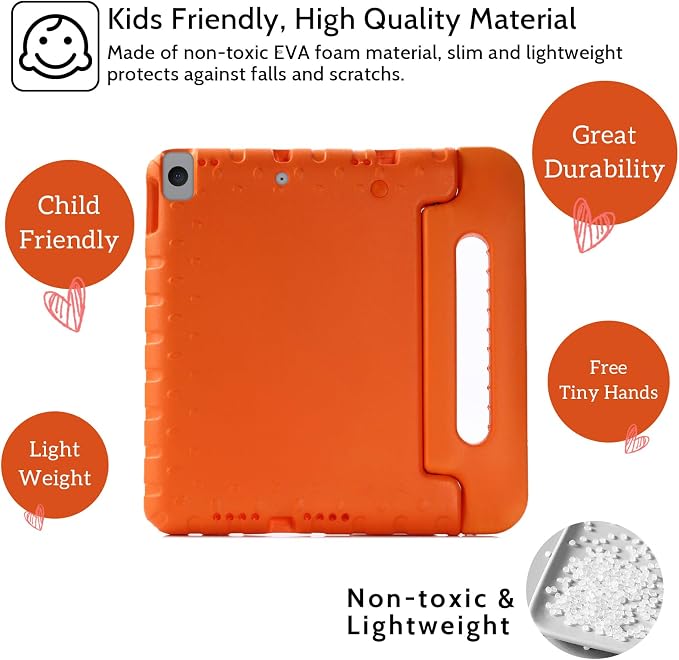 Dteck Kids Case for iPad 10.2 - Shockproof Rugged EVA Handle Stand Child Proof Case for iPad 9/8/7 Generation Black