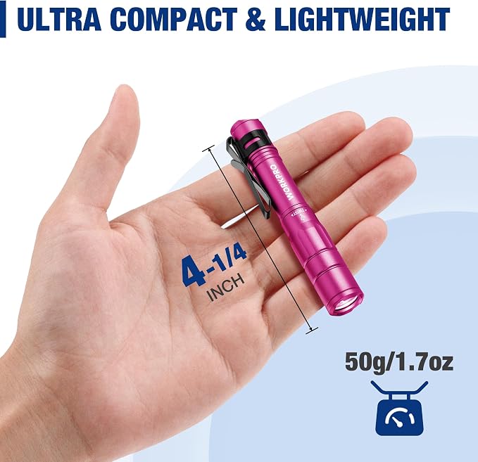 WORKPRO Rechargeable Pen Light 2 Pack Ultra-Compact EDC Flashlight Black | Mini Flashlight Pocket Flashlight with Clip Memory Function and 2 x USB C Cable Included