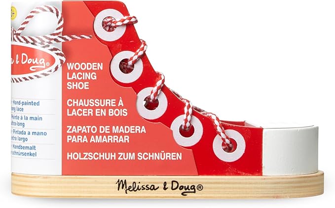 Melissa & Doug Deluxe Wood Lacing Sneaker - Learn to Tie a Shoe Educational Toy
