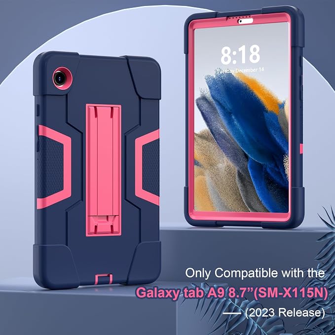 case for Galaxy Tab A9 8.7 2023 Case Hard PC Soft Silicone Kickstand Rugged Heavy Duty High Impact Protective Case for Samsung Galaxy Tab A9 8.7 Inch 2023 SM-X110 SM-X115 Black