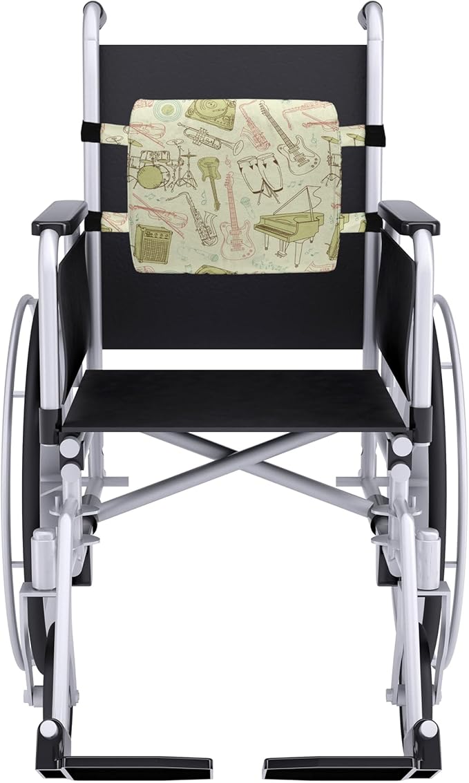 Ambesonne Jazz Music Lumbar Back Support Pillow, Doodle Different Instruments Entertainment Band Equipment Drawing, High Density Foam for Office Chairs Car Seats, 14" x 13", Beige Blush