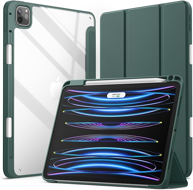 JETech Case Cover for iPad Pro 11 4/3/2/1 Black | For 2022/2021/2020/2018 Model Clear Back Pencil Holder Slim Shockproof Tri-Fold Stand Auto Wake/Sleep