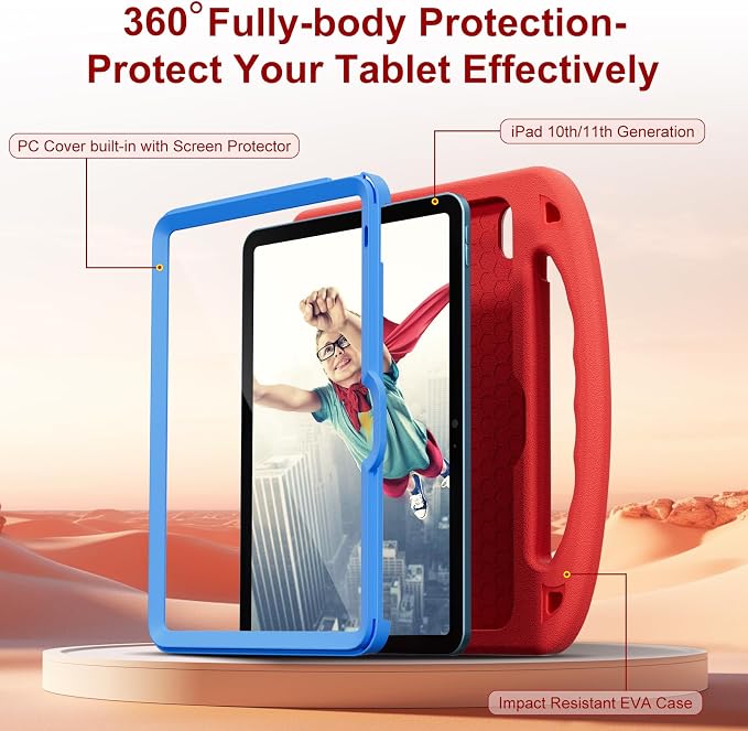 Kids Case for iPad 9th/8th/7th Gen. (10.2-inch 2021/2020/2019) | Shockproof Cover with Built-in Screen Protector and Stand Black