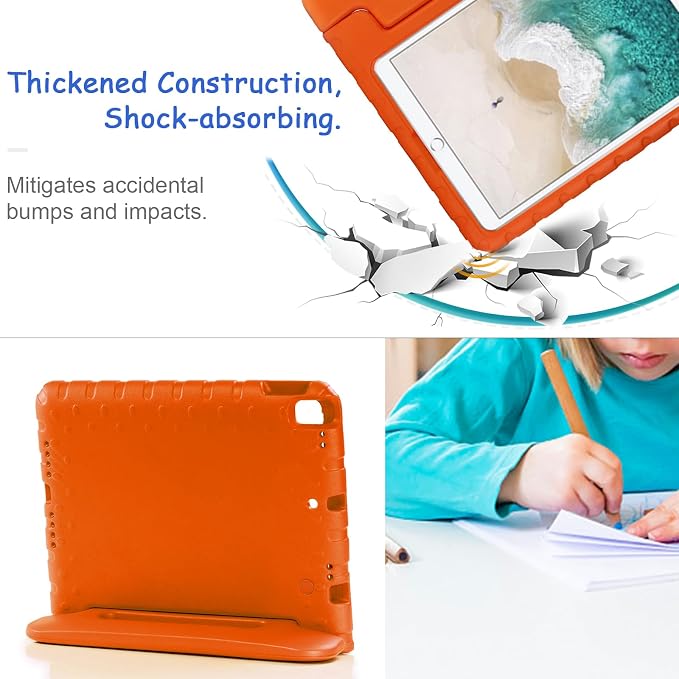 Kids Case for iPad Pro 11 M5/M4 &amp iPad Air 11 (2026/2025/2024) Shockproof Case with Pencil Holder Techcircle Light EVA Foam Handle Stand Bumper Protective Child Friendly Drop Proof Cover Black