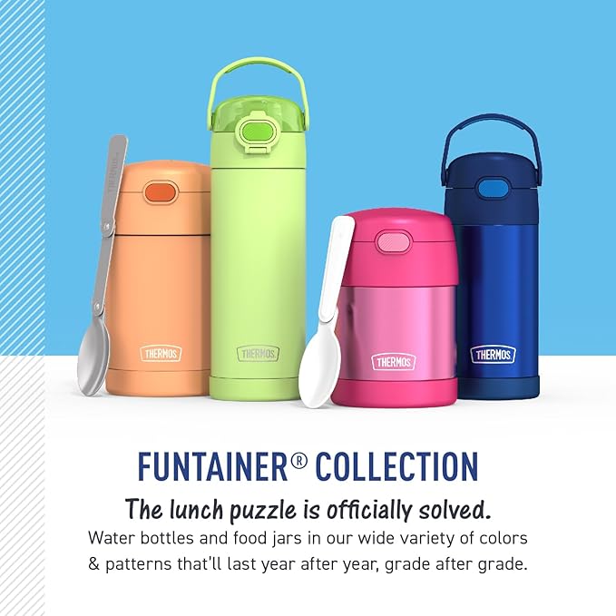 THERMOS FUNTAINER Insulated Food Jar, 10 Ounce, Kid Friendly Food Jar with Foldable Spoon, Batman